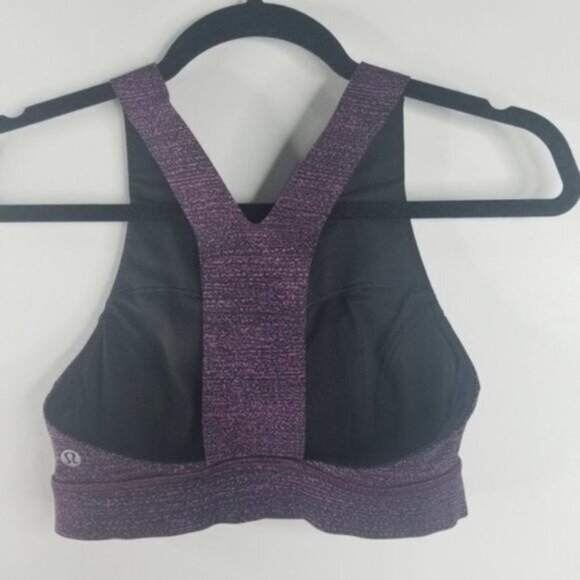 Lululemon Women's Fast & Free Sports Bra Nulux Size 4 Salt Dark Mystic Black - Picture 2 of 7